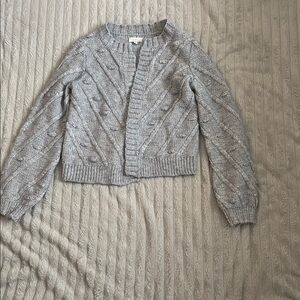 Lucky Brand Gray Cable Knit Open Front Cardigan